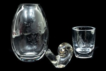 Trio Of Orrefors Art Glass Items