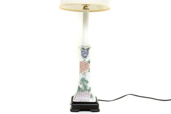 Oriental Hand-Painted Floral Porcelain Lamp