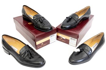 Two Pairs Of Etienne Aigner Leather Tasseled Loafers Size 10