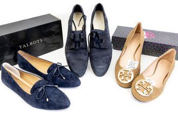 Three Pairs Of Name Brand Shoes-Rockport, Talbots, Tory Burch Size 9.5-10