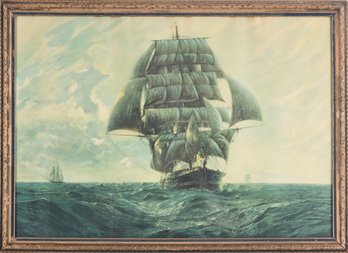 1920 G.G. Reynaud Clipper Ship Chromolithograph Print