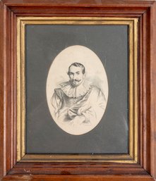 Vintage Engraved Portrait Of D'Hyppolite Visconti By Bernardino Luini