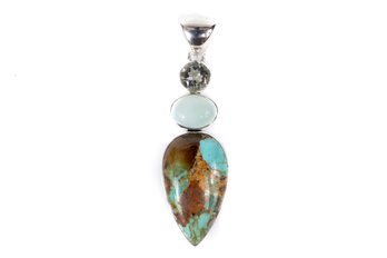 Blue Boulder Turquoise Sterling Silver Pendant