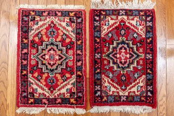 Pair Of Small Hand Knotted Antique Hamedan Wool Rugs (Rug 7)