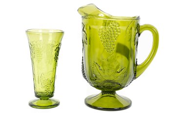 Indiana Glass Company Grapevine Pitcher & Vase