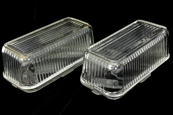 Rubbed Glass Butter Dishes