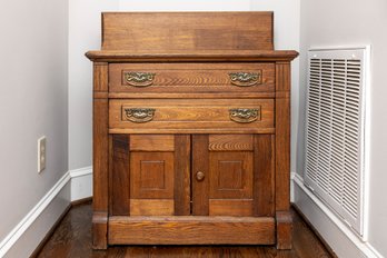 Antique Oak Washstand Commode Cabinet