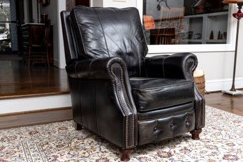 Arhaus Furniture Large Black Leather Recliner