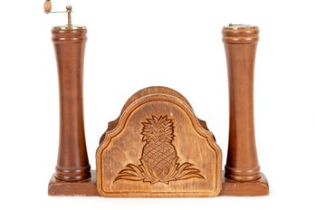 Artwood Japan Napkin Holder W/ Salt & Pepper Shakers