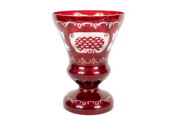 Egermann Ruby Red Czech Bohemian Stained Glass Vase