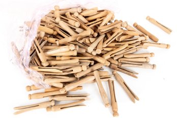 Large Bag Of Vintage Wooden Clothespins