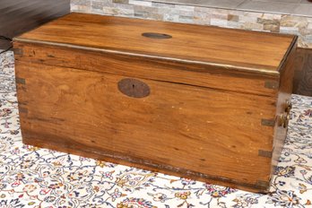 Antique Cedar Trunk With Brass Trim