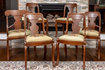 Six Vintage Regency Needlepoint Chairs