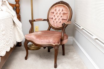 Early 20th Century Victorian Style Rose Tufted Armchair