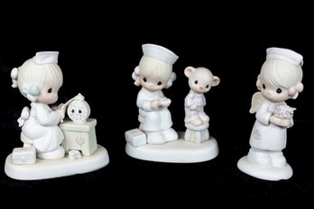 Trio Of Precious Moments Nurse Porcelain Figures