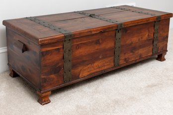 Vintage Industrial Steel-Banded Cedar Chest