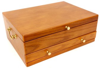 Blue Velvet-Lined Flatware Chest