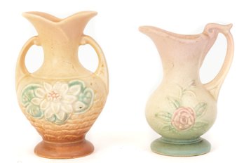 Hull Art Pottery Water Lily Vase & Rose Pitcher