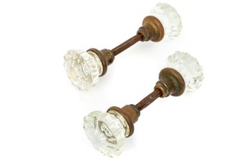 Pair Of Antique Victorian Crystal Door Knobs