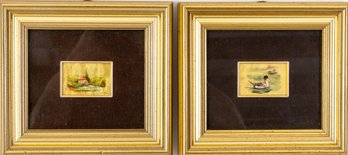 Pair Of Gold Leaf Chronolithograph Paintings