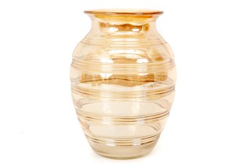 Amber Glass Ridged Vase