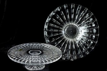 Polish Block Crystal Platter & Cake Stand