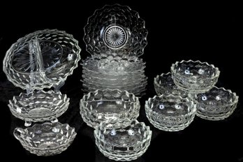 Vintage American Fostoria Optic Block Glass Dishes