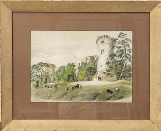 Antique Framed Etching Of Bothwell Castle