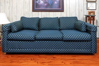 Custom Satin Diamond Upholstered Sleeper Sofa