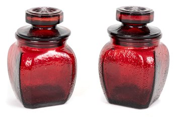 Vintage Wheaton Red Glass Spice Jars