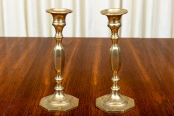 Solid Brass Column Candlestick Holders