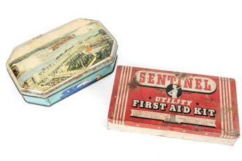 Pair Of Vintage Tin Boxes