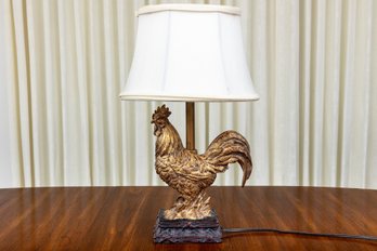 Country Gilt Wood Rooster Table Lamp