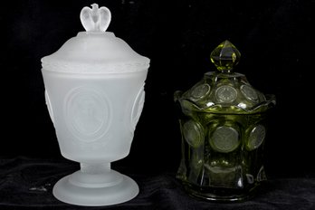 Fenton & Fostoria Glass Capsules Pedestal Jars