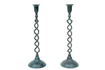 Vintage Iron Swirl Candlestick Holders