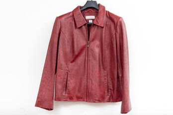 Women's Large Red Lambskin Jacket By Preston & York