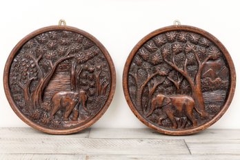 Vintage Thailand Wood-Carved Plaques