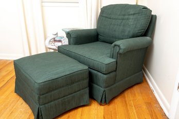 Transitional Forest Green Accent Chair