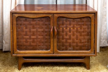 Mid-Century Modern Basket Weave Cabinet By Warren Church For Lane