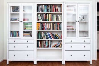 Three-Unit Contemporary White Bookshelves