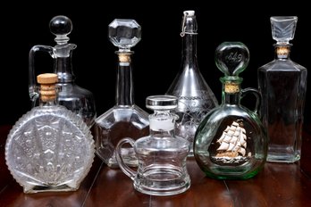 Collection Of Vintage Whiskey & Wine Decanters