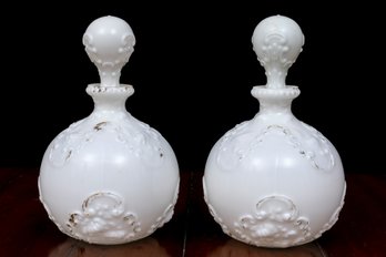 Antique Murray, James J. & Company Milk Glass Vanity Bottles