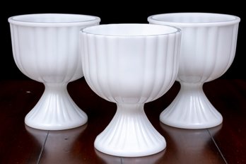 Trio Of Vintage Milk Glass Compotes