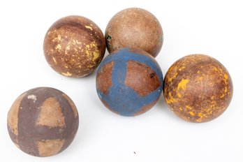 Set Of Five Wooden Croquet/Bocce Balls