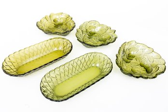 Mid-Century Indiana Avocado Green Glass Dishes