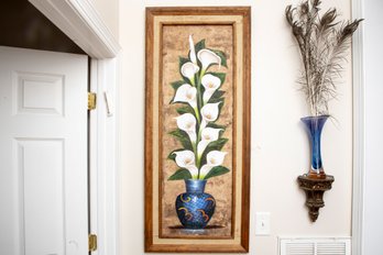 Signed Mexican Oil On Board Calla Lily Painting