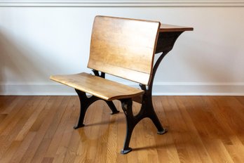 Antique Southern School Supply Company Desk With Glass Inkwell