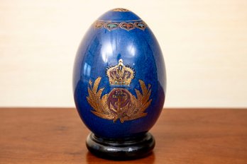 Limoges Style Cobalt Porcelain Egg