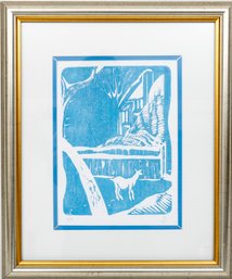 Signed Blue Lithograph Art Print