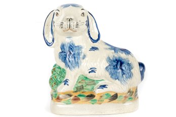 Staffordshire Style Blue & White Ceramic Rabbit